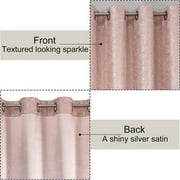 Pinewave Pink Sparkle Blackout Curtains Luxury Metallic Chic Silver Glitter Panels for Bedroom,Grommet Top,52Wx63L,2 Pcs