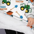 thumbnail image 3 of Oversized Wearable Blanket Hoodie,Cartoon Tractors Wheelbarrows White Pattern Sherpa Blanket Hoodie with Super Pockets,Super Warm Fuzzy Pullover for Women & Men, 3 of 6