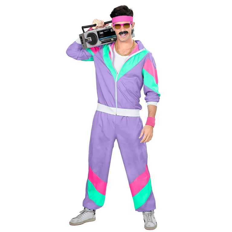Gzea Trouser Suit Adult 80s Tracksuit Retro Hip Hop Windbreaker Disco Tracksuit Sets Colorblock Outfits Set Purple XL Walmart