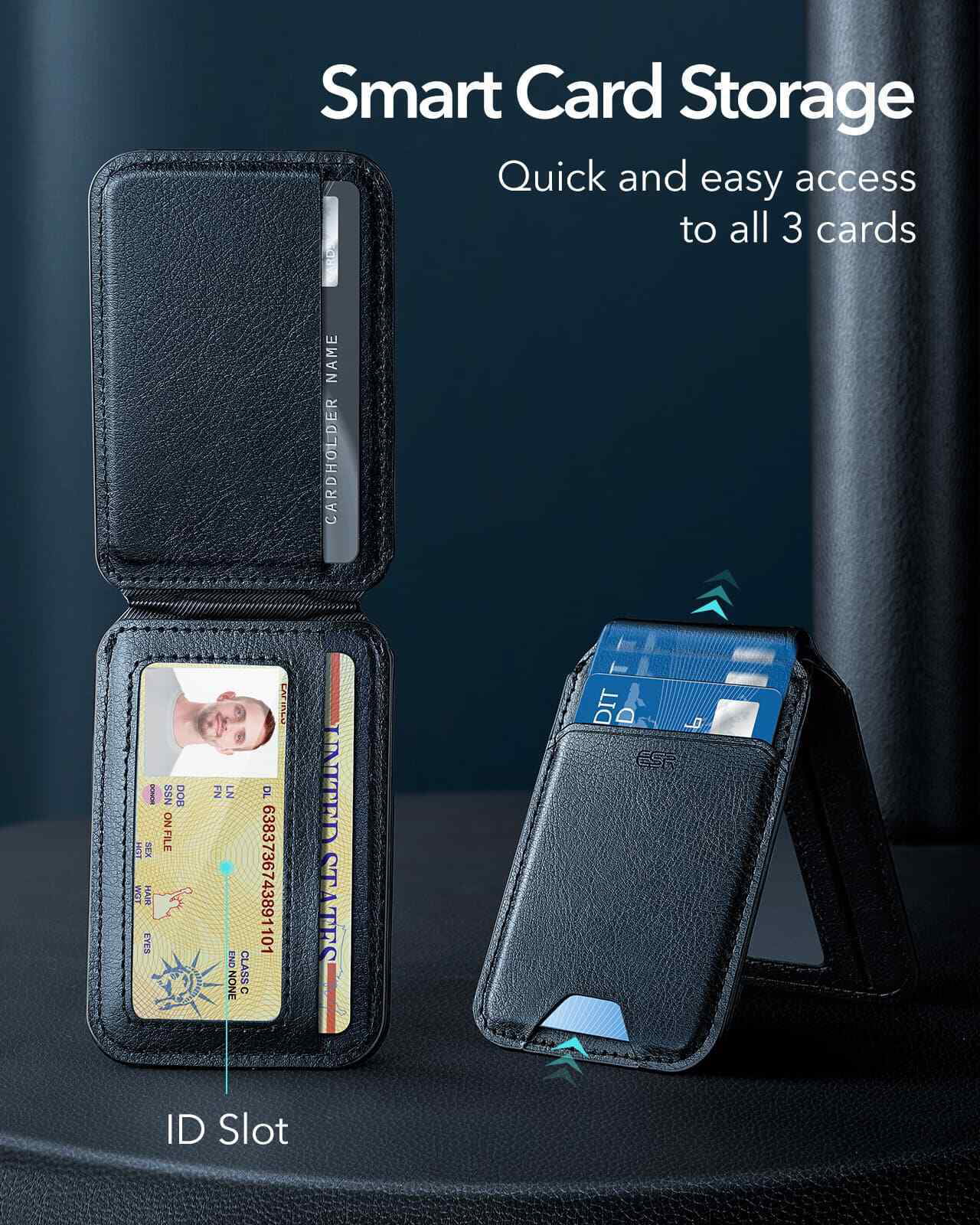 ESR HaloLock Vegan Leather Wallet Stand, MagSafe Wallet and
