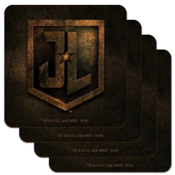 Justice League Movie Logo Low Profile Novelty Cork Coaster Set