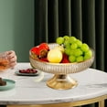 thumbnail image 2 of Pedestal Fruit Bowl, Decorative Pedestal Bowl Salad Bowl Nordic Eggs Bowl Holder Decor Fruit Basket, for Farmhouse Centerpiece Amber Aureate Edge, 2 of 9