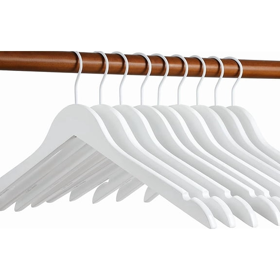 Bride Hanger for Wedding Dress, Premium White Wooden Hangers, 360° Swivel White Hook, Smooth Finish, Extra Smoothly Cut Notches, 10 Pack-CT06W