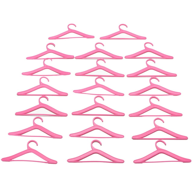 Buytra 20 Pcs Pink Hangers for Barbies Dolls’ Clothes Accessories