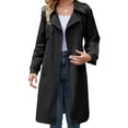 thumbnail image 4 of Double Breasted Spring Fall Women Solid Color Lapel Long Casual Trench Coat, 4 of 7