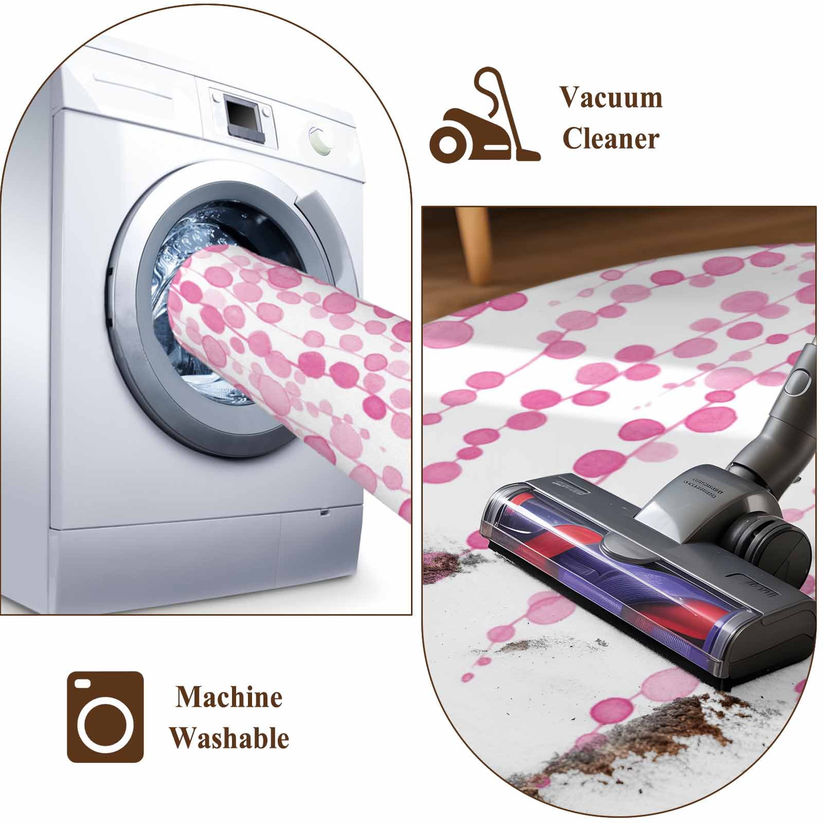 Area Rugs for Living Room Bedroom, Pink Polka Dots 4'x6' Rug Washable Carpet Runner Indoor Outdoor, Vintage Abstract Art Watercolor Non Slip Accent Floor Mats Rug for Kitchen, Office