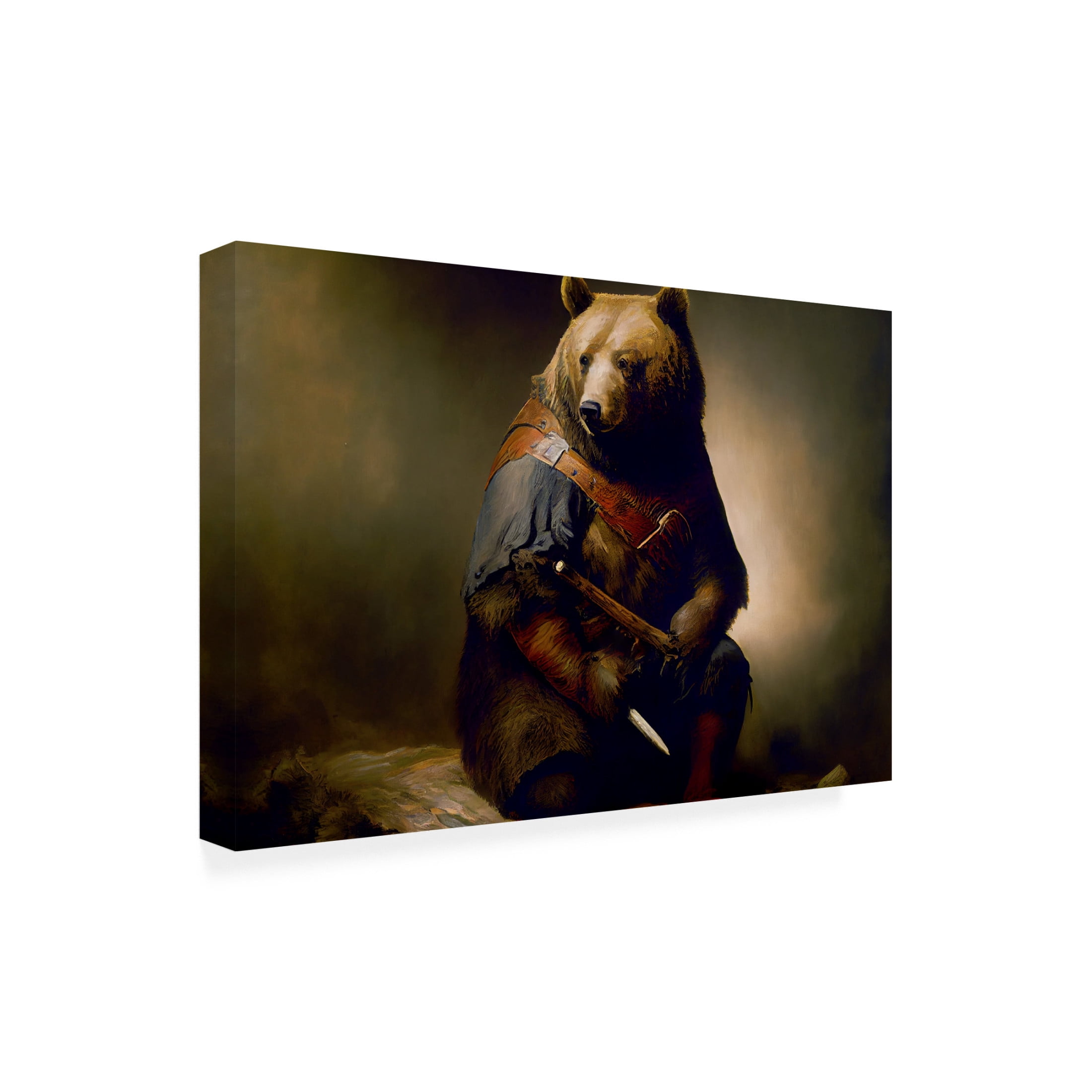 Canvas Wall Art - Sasha 'Warrior Bear I' Wall Art for Living Room, Bedroom, or Office Décor by Trademark Fine Art - 24 x 16 Inches