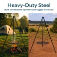 thumbnail image 6 of Sunnydaze Outdoor Camping or Backyard Steel Tripod Fire Pit Cooking Grilling BBQ Grate - 22" - Black, 6 of 14