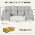 thumbnail image 3 of Homall U Shaped Sectional Sofa with Soft Corduroy Sofa Couch with Double Chaise for Apartments,Living Room, loop yarn Gray, 3 of 7