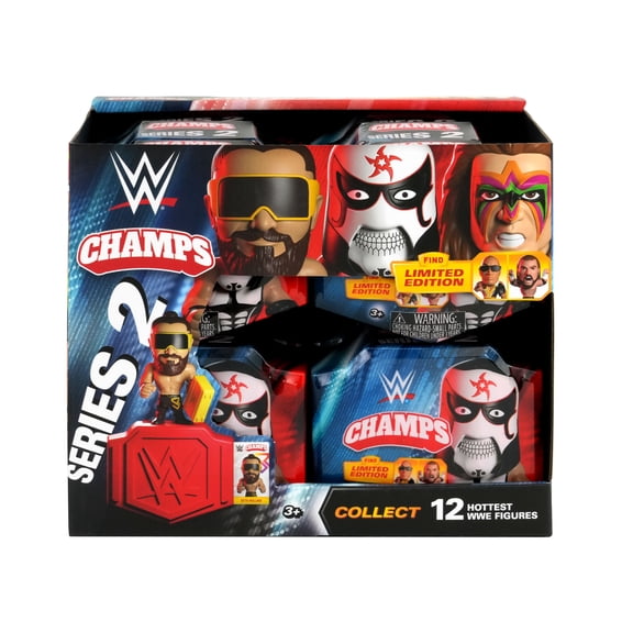 WWE Champs Pop N Lock Surprise Figures with Accessories & Trading Cards. 12 Superstars to Collect. Ages 3 (1 Blind Pack Figure Inside)