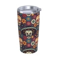 thumbnail image 2 of Kll Skulls And Flowers Stainless Stainless Steel Vacuum Insulated Coffee Cup 20 Oz Lids And Straws,1 Metal Straws,1 Cleaning Brush, 2 of 9