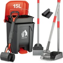 Pooper Scooper Set,Dog Poop Tray and Rake Set for Large & Small Dogs Dog Pooper Scooper 15 Litre Step Dog Poop Trash Can Outside W/Removable Inner Bucket with 20 Waste Bags