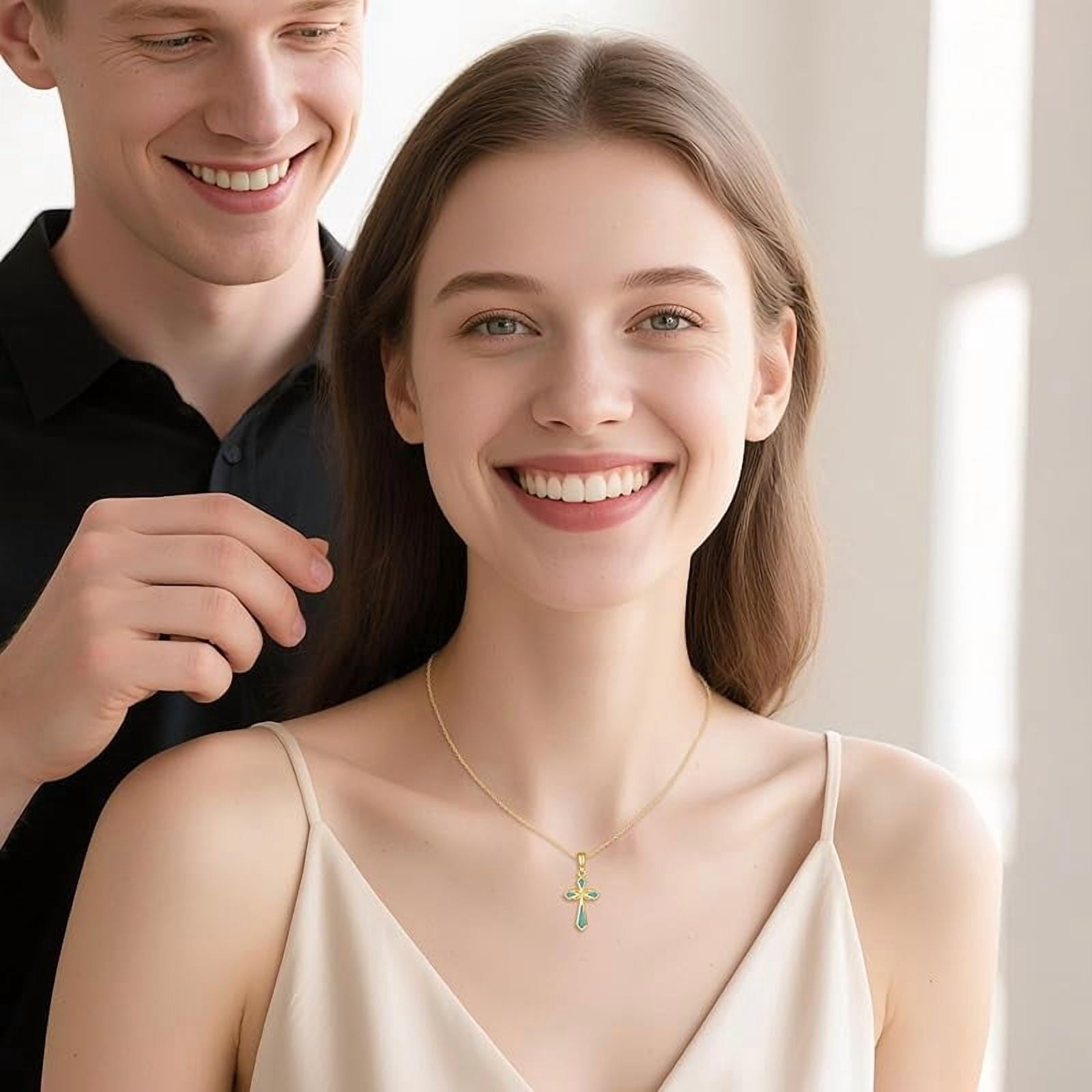 XATENJE 14k Solid Gold Cross Necklace 14k Real Gold Pendant Necklaces Jewelry Gifts For Women