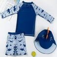thumbnail image 1 of Boys Two Pieces Boys Bathing Suit Rash Guards with Hat UPF 50+ FBA，6-7T, 1 of 4