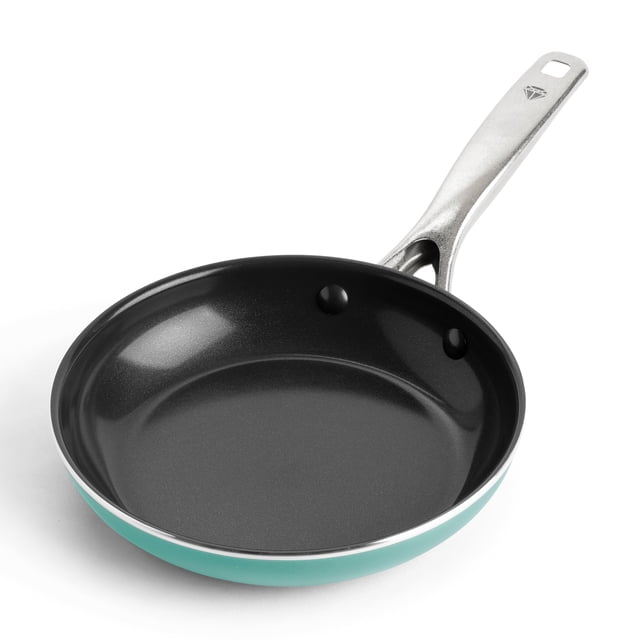 Sartén antiadherente Blue Diamond de 20 cm, olla de cerámica libre de PFAS y PTFE con infusión de diamante, apta para lavavajillas y horno, mango que se mantiene frío, resistente y no tóxica, apta par