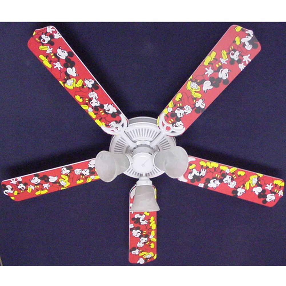 Disney's Red Mickey Mouse Print Blades 52in Ceiling Fan Light Kit