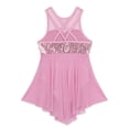 thumbnail image 4 of Hansber Kids Girls Sequins Criss-Cross Back Irregular Hem Ballet Modern Lyrical Dance Dress Pink 8, 4 of 6
