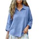 thumbnail image 1 of Tops de Manga Corta para las Mujeres de Ajuste Suelto Color Sólido 3/4 Manga Opción Blusa Verano Casual, 1 of 8