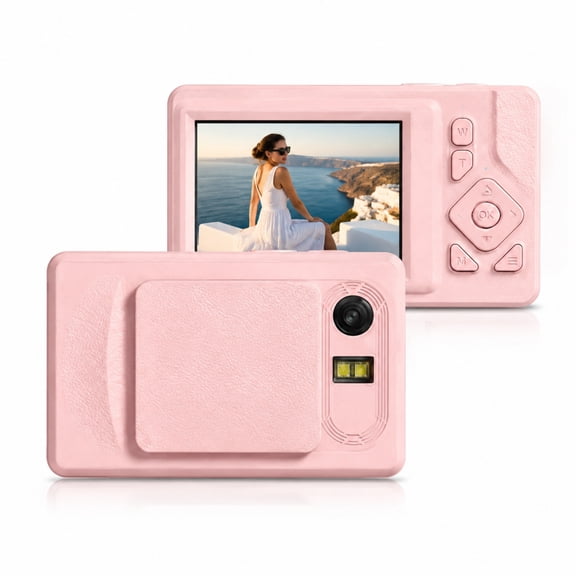 INSMART 4K Digital Camera 48MP Point and Shoot for Vlogging with 18X Zoom Anti-Shake AF Pink Bundle with 64GB SD Card