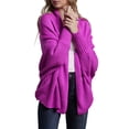 thumbnail image 3 of Women'S - Batwing Cable Knitted Slouchy Oversized Wrap Cardigan Sweater Rose Red One size, 3 of 9