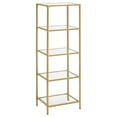 thumbnail image 2 of VASAGLE Estantería de Cristal de 5 Niveles, Librería, Expositor, Cristal Templado, Baño, Salón, Dormitorio, Oficina, Dorado, 2 of 5