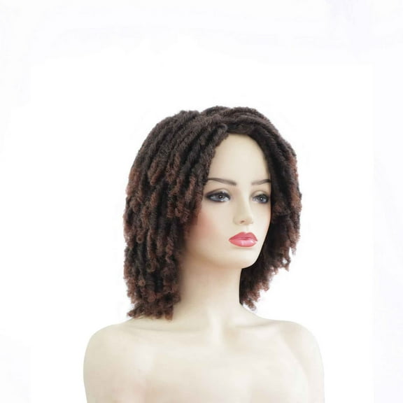 DOPI Human Hair Wigs For Women Black Color Natural Lace Hair Crochet Dirty Braid Headgear Wig Africa Small Volume Chemical