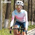 thumbnail image 4 of INBIKE - Maillot de ciclismo para mujer, camisetas de manga larga para ciclismo, ropa de ciclismo para mujer, maillots de ciclismo MTB transpirables con 3 bolsillos, 4 of 5