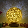 thumbnail image 2 of Lámpara de mesa, creativa lámpara de noche Sepak Takraw Ball, lámpara de noche decorativa para dormitorio con pantalla tejida a mano., 2 of 7