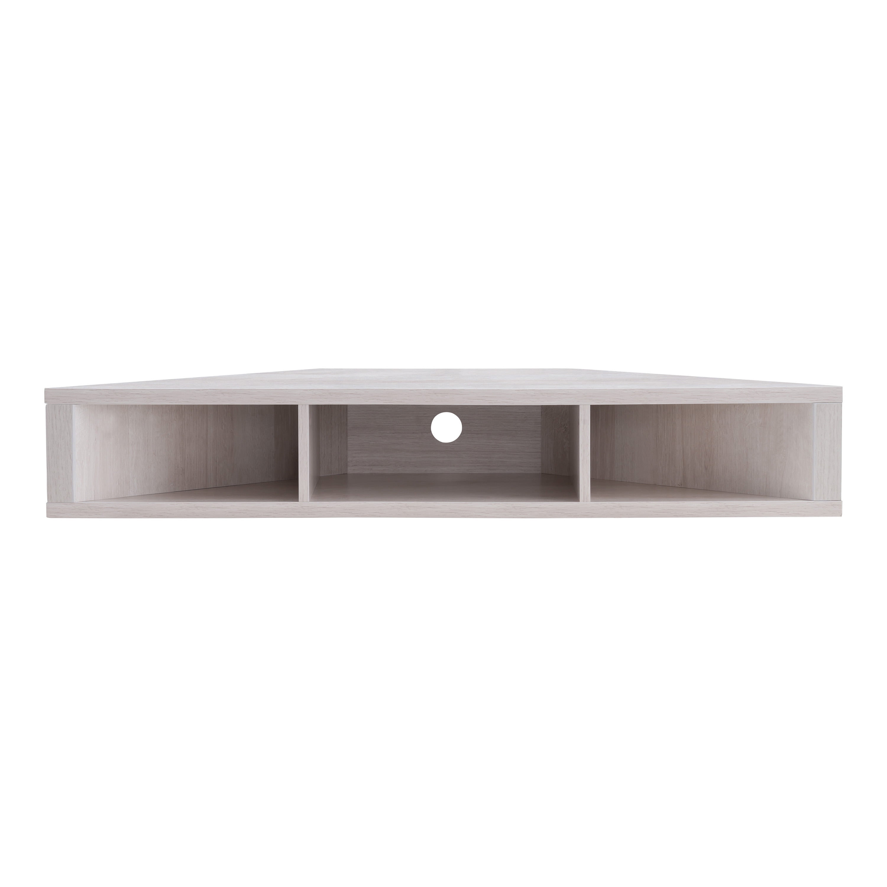 Sukhumi 3-Shelf Wood 42" Corner Floating TV Stand, White Oak