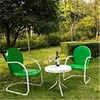 Crosley Furniture Griffith 3 Piece Metal Patio Conversation Set in Green