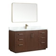 thumbnail image 2 of Vinnova San 60" Single Sink Wood Bath Vanity with Mirror in Natural Walnut/White, 2 of 16