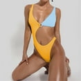 thumbnail image 2 of Hinvhai Plus size Swimsuits clearance Women One-Piece Swimwear Contrast Solid Color Swimsuit Bikini Swimming Beachwear Yellow 4(S), 2 of 6