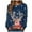 Blue, variant on Women's Christmas Jumper Autumn Winter Casual Christmas Reindeer Snowman Bells Printed Cute Long Sleeve Round Neck Jumper Comfortable Girl Grey L
