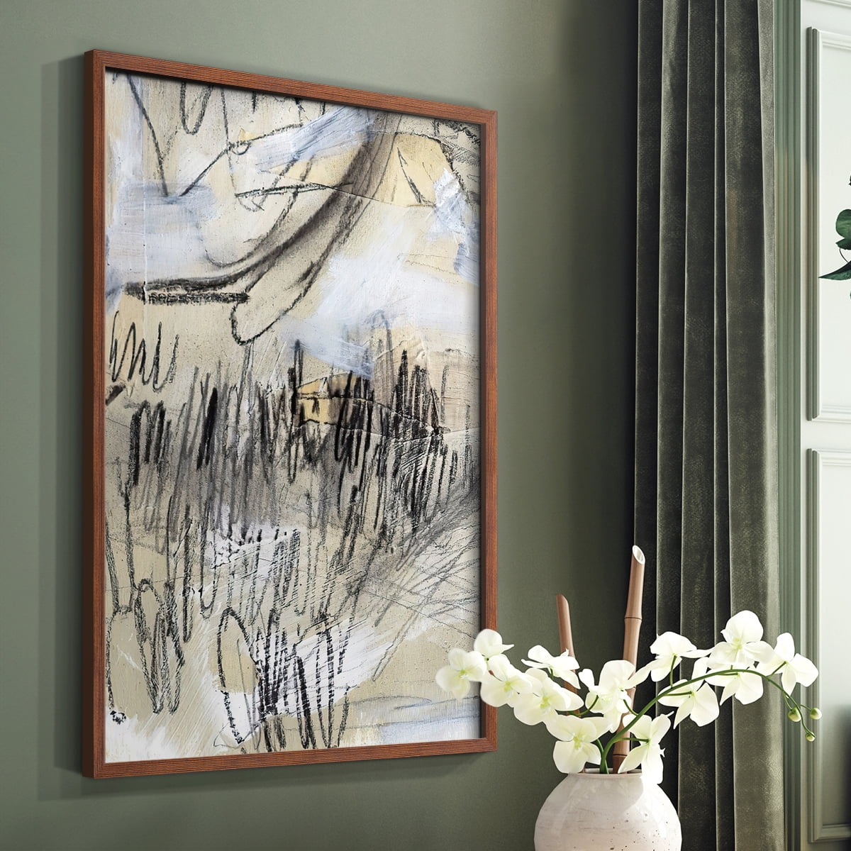 Masked Notes III Framed Print in Brown Solid Wood Framed Print No Nail Hanging
