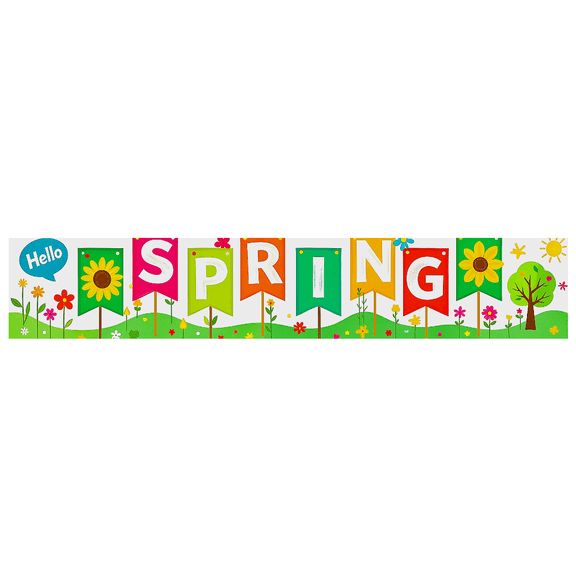 Colorful Floral Themed Hello Spring Banner Background Decor Party Supplies Spring Festival Decorations Spring Party Photography Props Backdrop Spring Celebration Decors