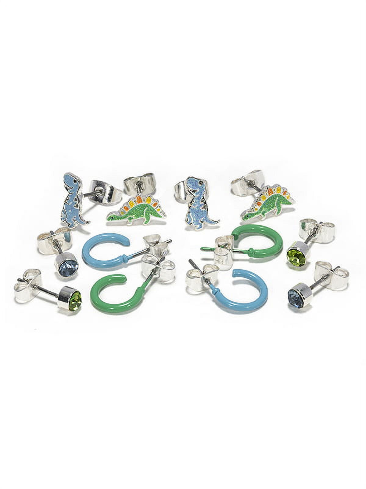 Claire's Girls Rainbow Dinosaur Stud Earrings Set, 12 Pairs, Children's