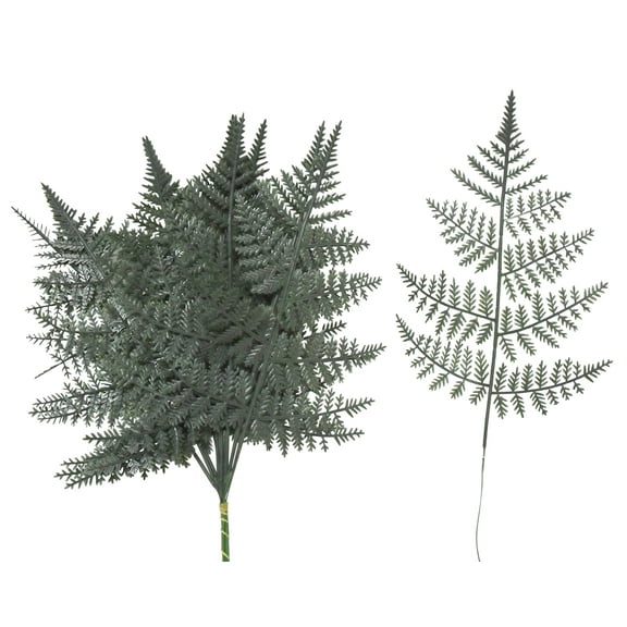 Leather Fern 13in Artificial Polysilk Faux Fake Greenery Spray for Craft Home Garden Outdoor Bouquet Arrangement Ceremony Wedding Arch Floral Wall Aisle Decor (Green, Set of 2 Dozen)