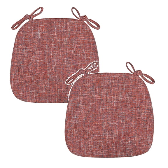 2PCS Chair Cushions for Dining Chairs, Cotton 1.2" High Kitchen Seat Cushions with Ties, U-Shaped Non-Slip Indoor Chair Pads, 17" x 16"(Brick Red)