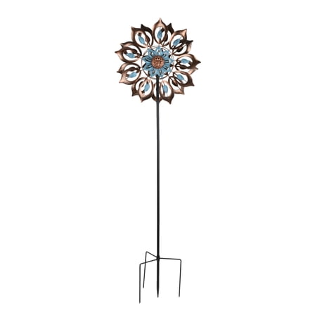 Mainstays Patina Flower Wind Spinner for Outdoor Decoration