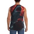 thumbnail image 4 of Lsque Red Moon Shark Sailboat Print Men's Cotton Blend Sleeveless Muscle Shirts (S-3XL)- Moisture Wicking, Odor Protection, UPF 30+,Medium, 4 of 8