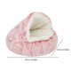 thumbnail image 3 of Cama de felpa para mascotas, cojín redondo para gatos, cesta para casa de gatos, bolsa de dormir (rosa 50*50cm), 3 of 6