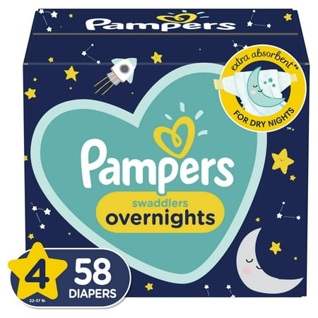 Pampers Swaddlers Overnights Diapers, Size 4, 58 Ct