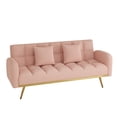 thumbnail image 2 of Unbranded 68.5-inch teddy velvet sofa bed with throw pillows Pink, 2 of 5