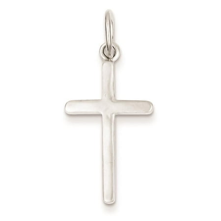 925 Sterling Silver Cross Polished & Solid Charm Pendant 30mmx14mm