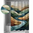 thumbnail image 3 of Extra Long Shower Curtain 72x96 Inch, Colorful Abstract Art Shower Curtain Waterproof Bathroom Decor Mountain Modern Watercolor Fabric Bath Curtain Set Accessories with Hooks, 3 of 6