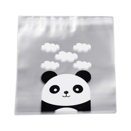 FRCOLOR 100pcs SelfAdhesive Transparent Candy Bags with Panda Print for Parties and Gifts Multi Plastic