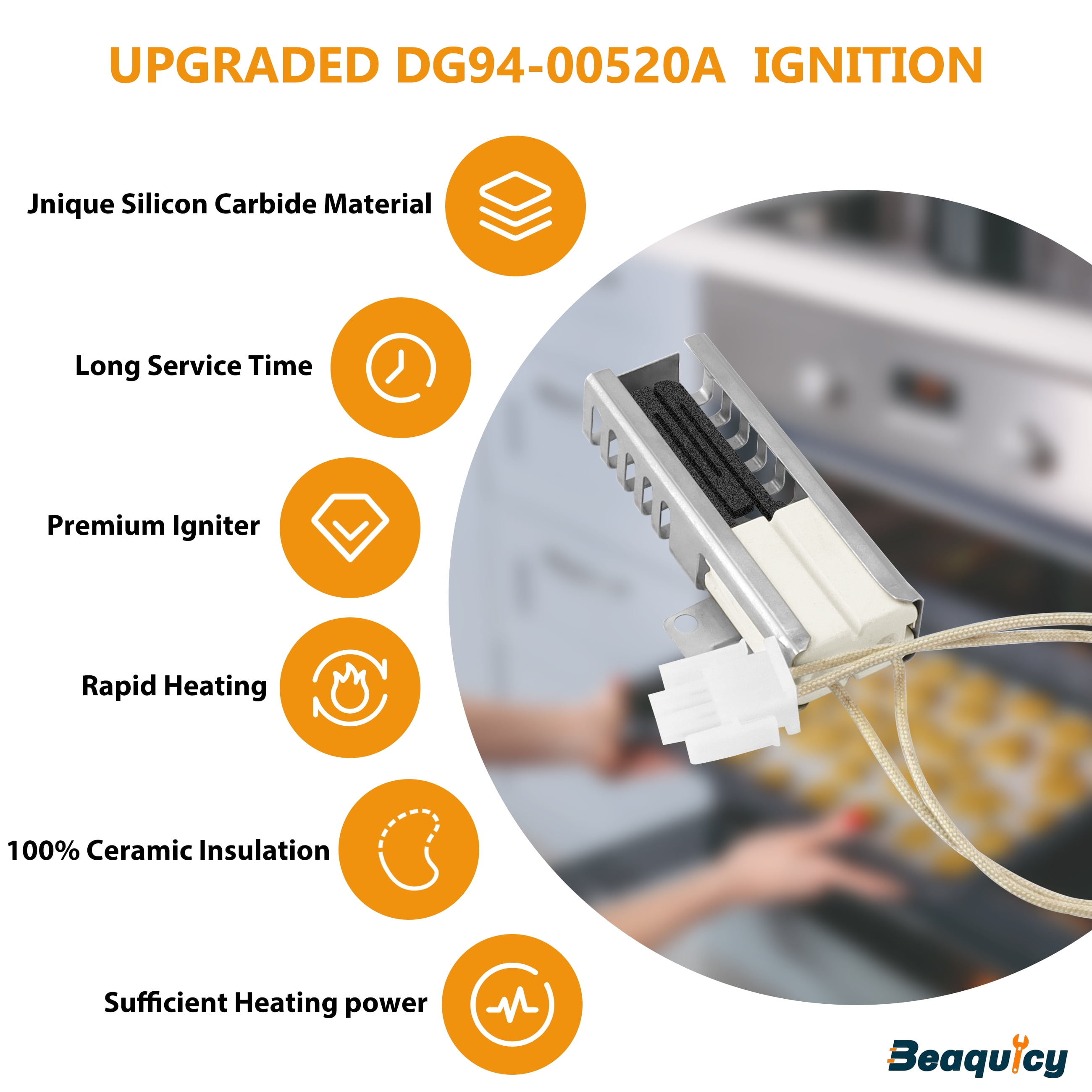 Beaquicy DG94-00520A Gas Igniter Range Oven Compatible with Gas Oven NX58H5600SS Nx58h9500ws Nx58f5500ss