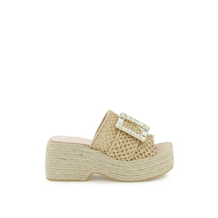 

Roger vivier raffia espadrilles mules strass buckle