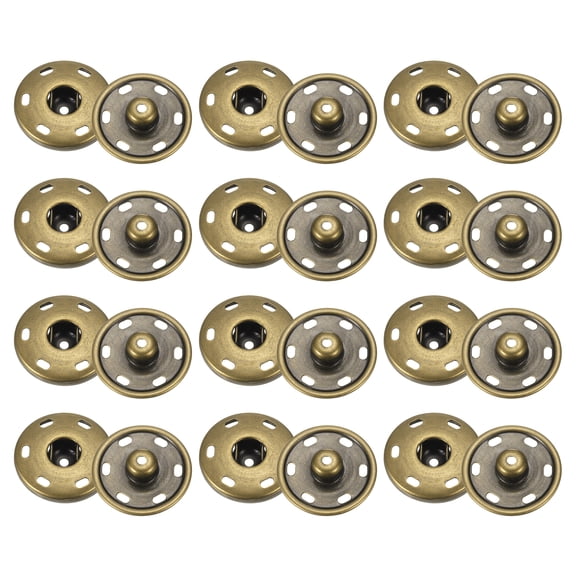 Uxcell 12 Set Sew-on Snap Buttons 25mm Metal Snap Fastener Buttons, Bronze