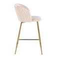 thumbnail image 3 of Fran Pleated Contemporary Glam Fixed-Height Counter Stool In Gold Metal And White Velvet - Set Of 2, 3 of 7